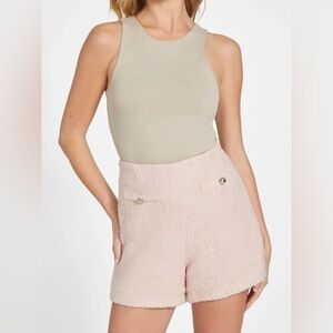 NWT Guess Women's Dusty Pink High Waist Tweed Shorts Size S